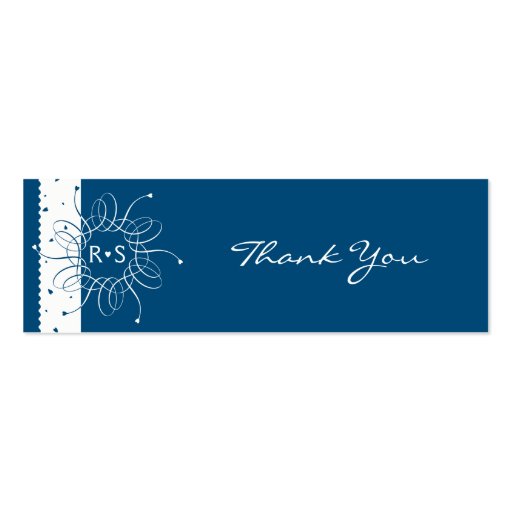 Night Blue Rosette Wedding Thank You Tag Business Cards (front side)
