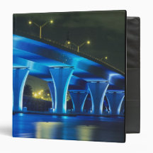 Night bridge at Port of Miami, Florida 3 Ring Binders