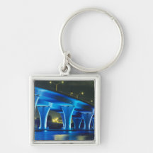 Night bridge at Port of Miami, Florida Keychains