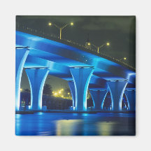 Night bridge at Port of Miami, Florida Magnet