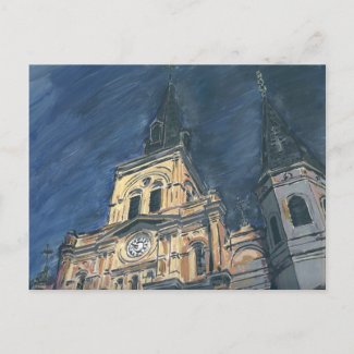 Night Cathedral,French Quarter postcard