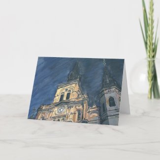 Night Cathedral Happy Holidays card