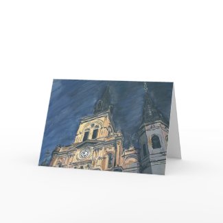 Night Cathedral Happy Holidays card