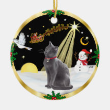 Night Flight - Russian Blue cat Ornament