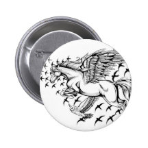 Night Flight Unicorn & Bird Badge Button