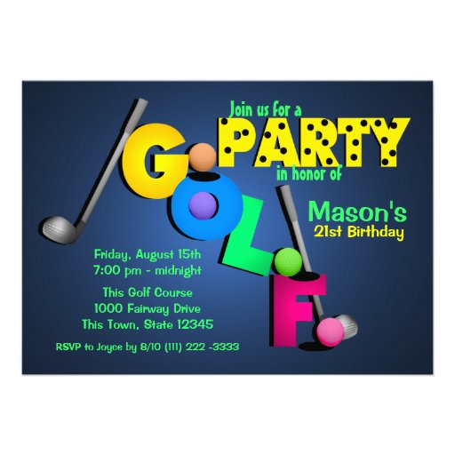 Night Glow Golf Party Personalized Invite