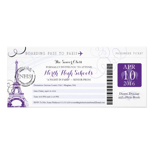 Night in Paris School Prom Personalized Invitation