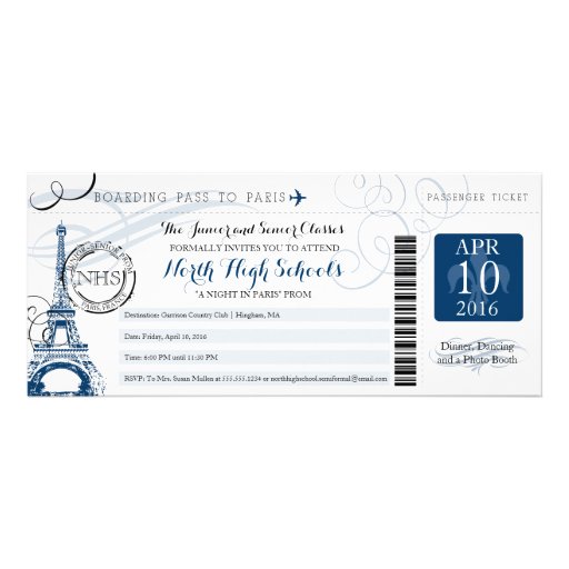 Night in Paris School Prom Personalized Invite