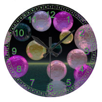 Night Jewels – Abstract Magenta & Black Brilliance wall clocks