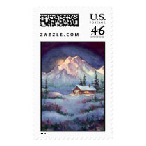 NIGHT LOG CABIN by SHARON SHARPE postage