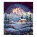 NIGHT LOG CABIN by SHARON SHARPE posters by sharonsharpe NIGHT LOG CABIN by SHARON SHARPE posters