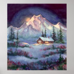NIGHT LOG CABIN by SHARON SHARPE posters