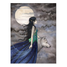 Night of the Wolf Fantasy Art Postcard