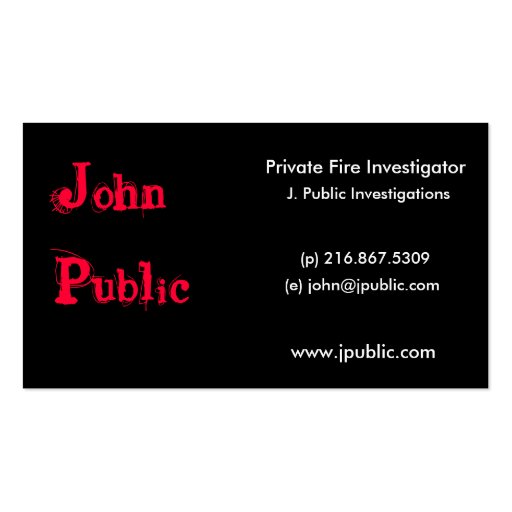 Night on Fire Business Card (front side)