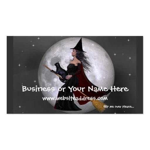 Night Ride :: Witch & Her Cat Business Cards