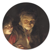 Night Scene Round Stickers