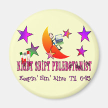 NIght Shift Phlebotomist T-Shirts and Gifts Fridge Magnets