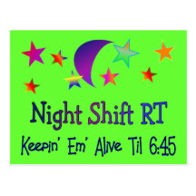 Night shift RT--Funny Respiratory Therapy Gifts Postcards