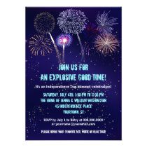 Night Sky Fireworks 4th of July Party Invitation