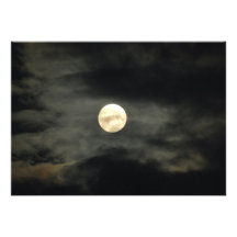 Night Sky - Full Moon and Dark Clouds Custom Invitations