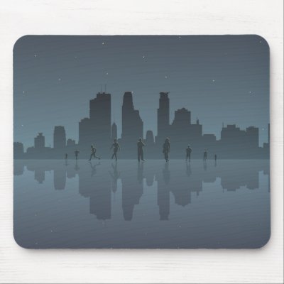 Night Skyline & Silhouettes Mousepads by spiritswitchboard