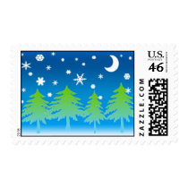 Night Snow Postage Stamp