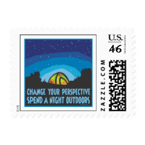 Night Tent Camping Postage Stamp