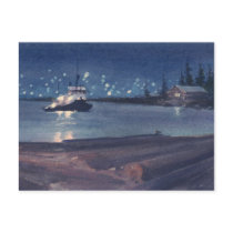 NIGHT TUG by SHARON SHARPE postcards by sharonsharpe NIGHT TUG by SHARON SHARPE postcards