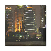Night view of highrises in Pudong New Area by