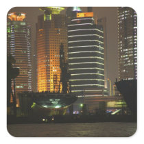 Night view of highrises in Pudong New Area by