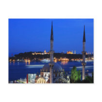 Night view of popular places of Istanbul Postcard