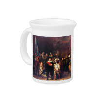 Night Watch by Rembrandt Harmenszoon van Rijn Beverage Pitcher