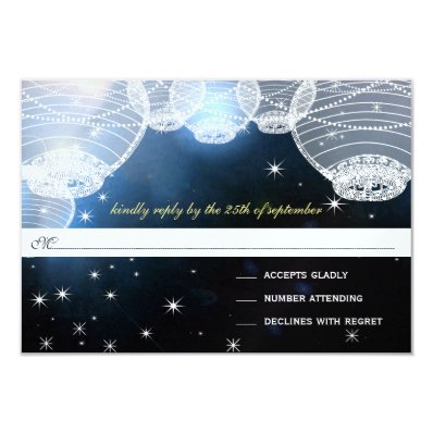 Night Wedding Navy Paper Lanterns Under the Stars Invite