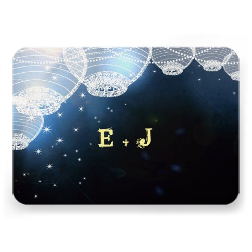 Night Wedding Navy Paper Lanterns Under the Stars Announcements
