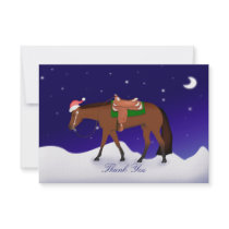 Night Western Horse Holiday Thank You Note Custom Invites