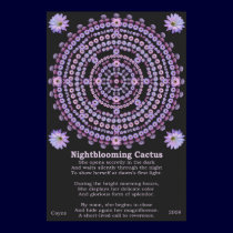 NIGHTBLOOMING CACTUS MANDALA 3 WITH POEM posters