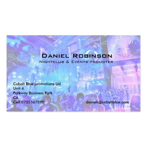 Nightclub & events promoter business card