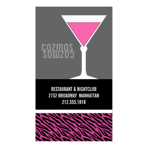 Nightclub or Bartender Business Cards (front side)