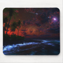 meteor, beach, ocean, nightfall, galaxy, Mouse pad with custom graphic design