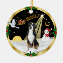 NightFlight-  Greater Swiss Mountain Dog Christmas Tree Ornament