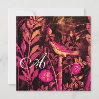 NIGHTINGALE WITH ROSES, Pink Fuchsia Black Yellow Poster from Zazzle.
