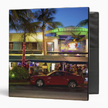 Nightlife on Ocean Drive, South Beach, Miami Vinyl Binder