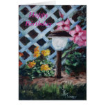 flowers, garden, solar, lamp, night, light, pink,