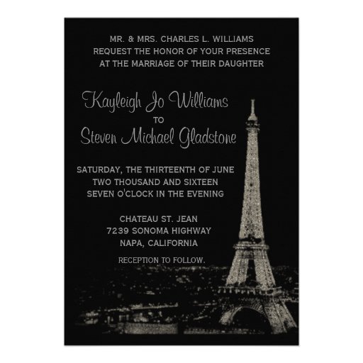 Nights in Paris Wedding Custom Invite