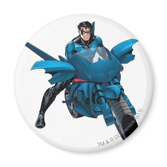 Nightwing on bike refrigerator magnet