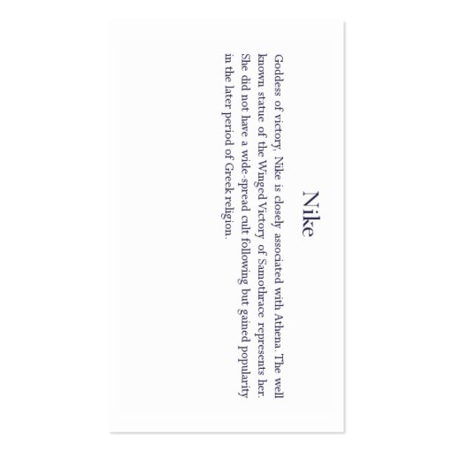 Nike (Victory) Prayer Card Business Card Template (back side)