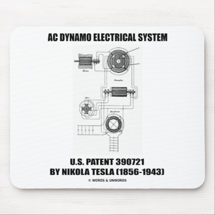 Nikola Tesla AC Dynamo Electrical System Patent Mousepads