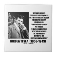 Nikola Tesla Alternate Currents Mechanical Nature Small Square Tile
