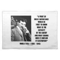 Nikola Tesla Capacity Of Earth Charge Electrified Cloth Placemat