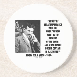 Nikola Tesla Capacity Of Earth Charge Electrified Beverage Coasters